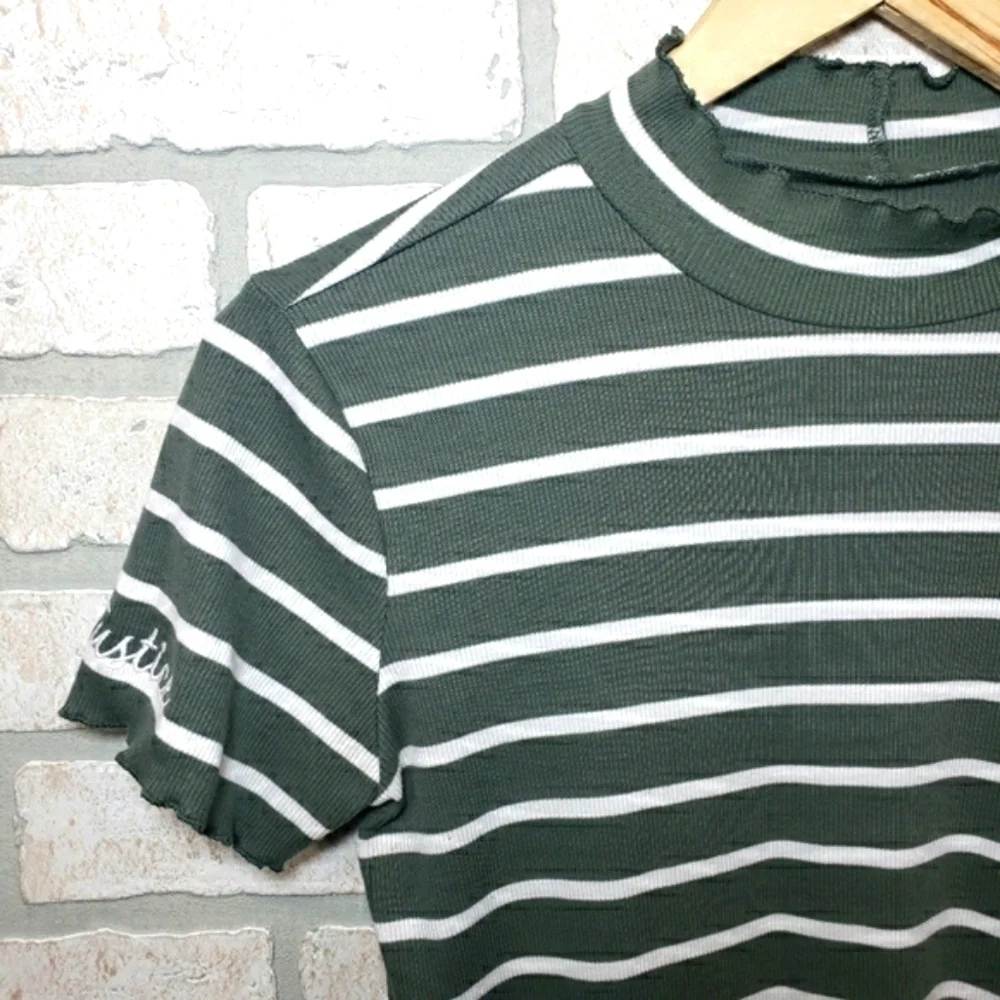 JUSTICE Short Sleeve Ribbed Striped Top Size 14/16